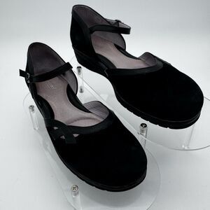 BeautiFeel black suede Nubuck Mary Jane low wedge heel Sz 40 US 9 Luxury Comfort